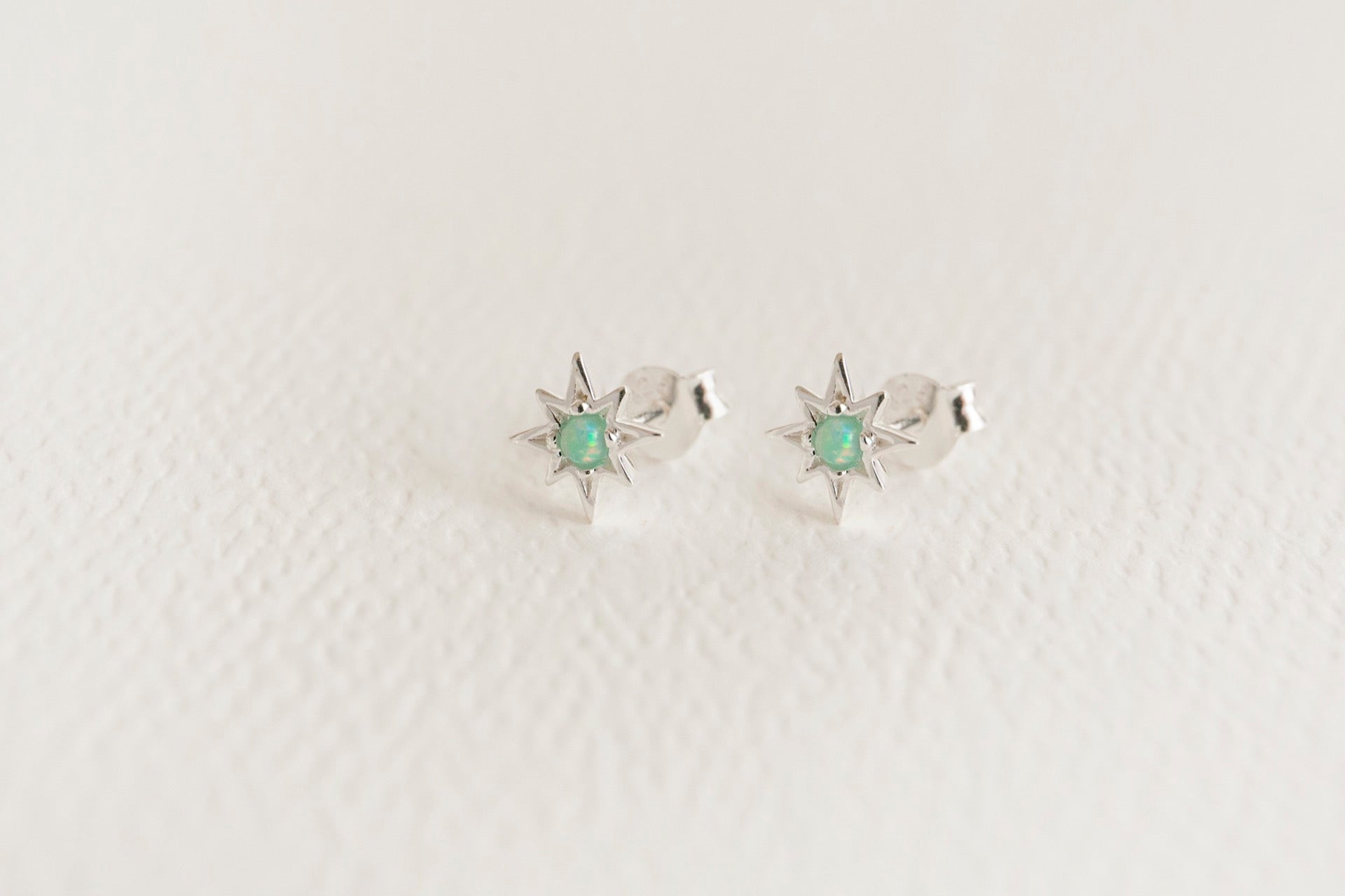 Opal Silver Star Mini Stud Earrings