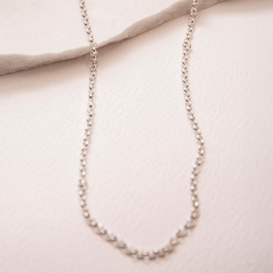 silver rolo belcher chain necklace 
