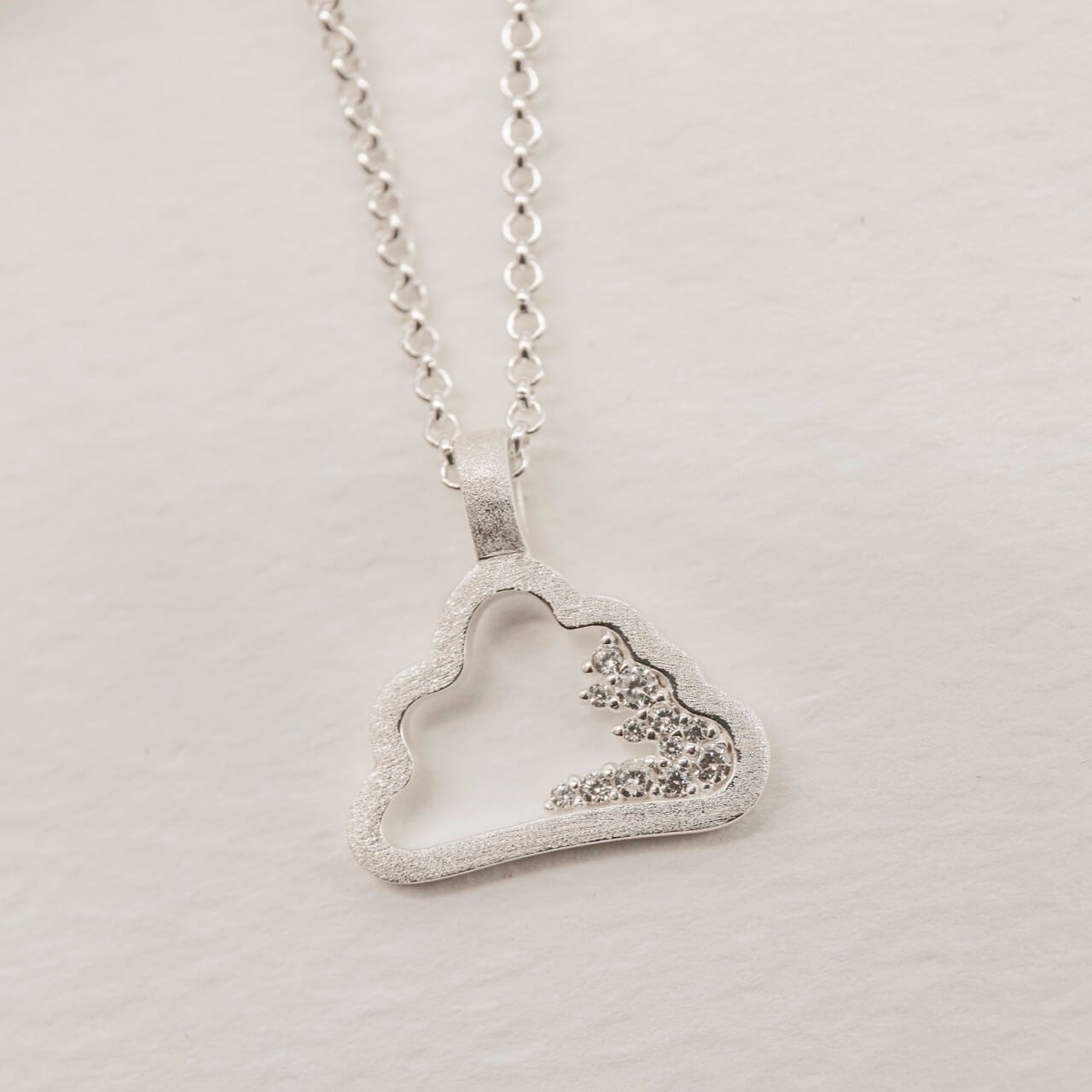 Sparkly Silver Cloud Charm Necklace