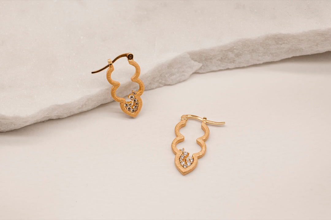 Sparkly Gold Cloud Hoop Earrings