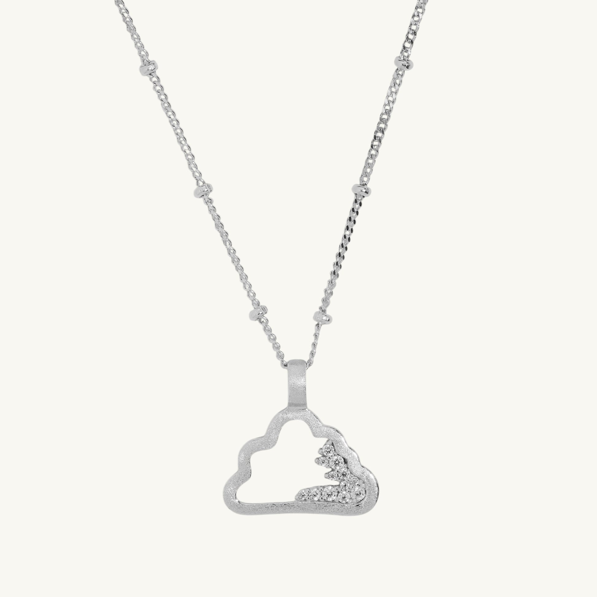 Sparkly Silver Cloud Charm Necklace