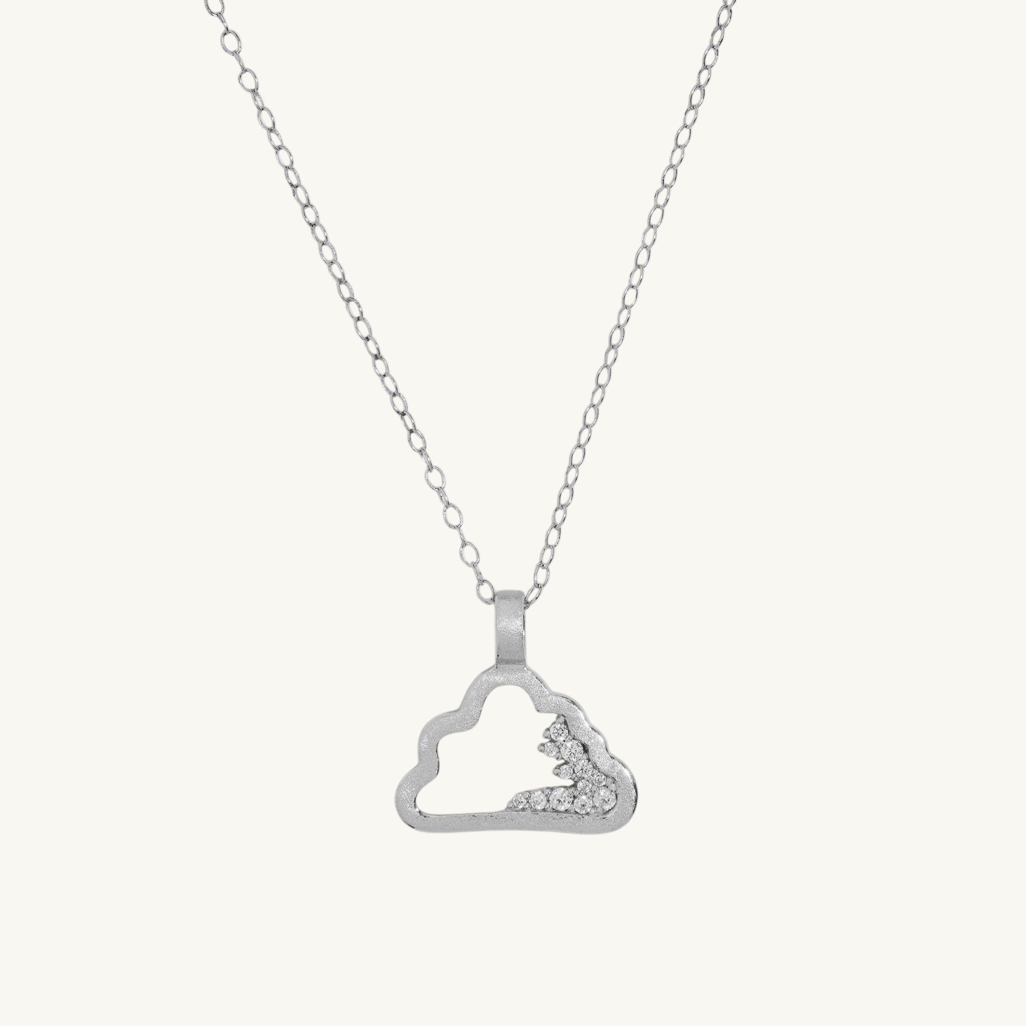 Sparkly Silver Cloud Charm Necklace