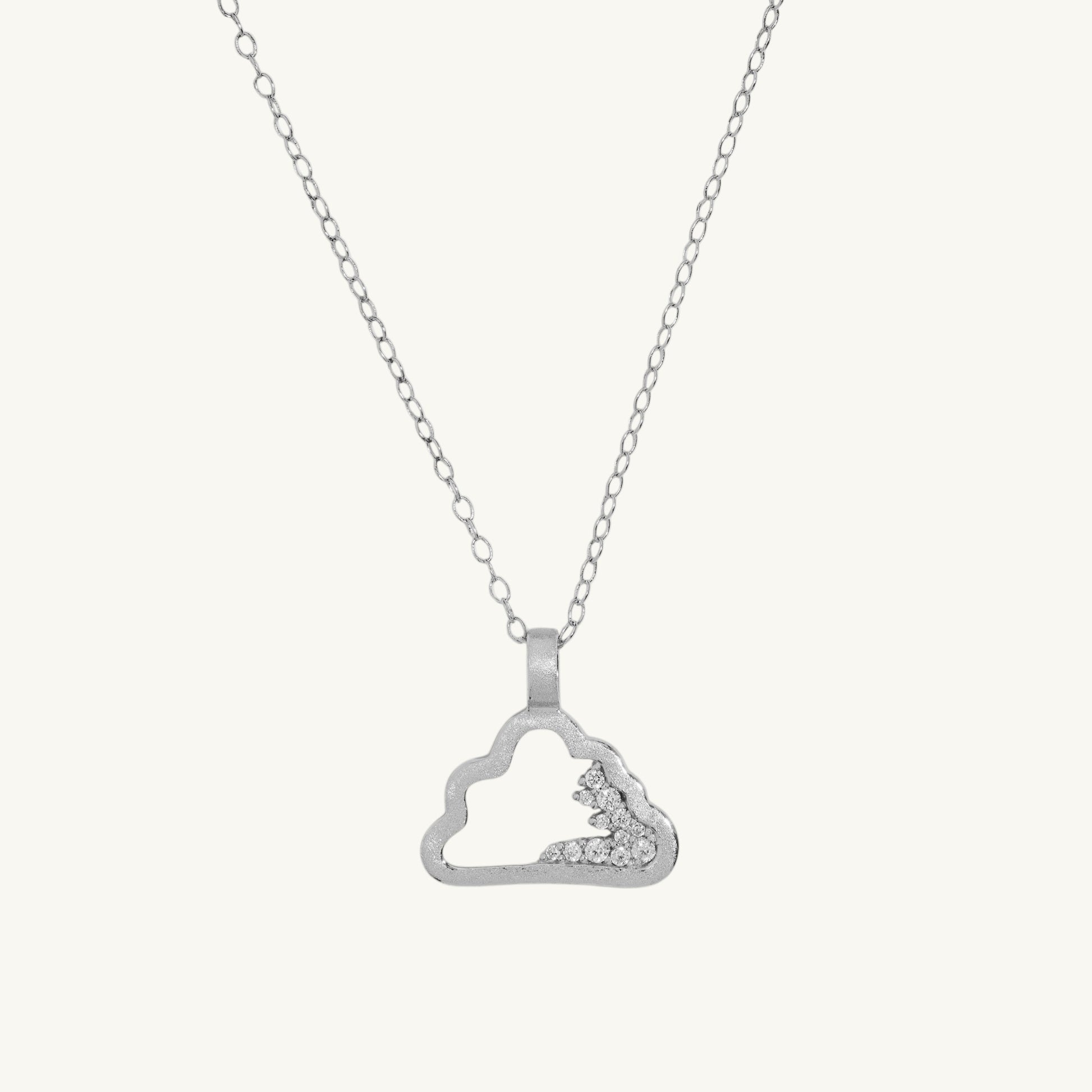 Sparkly Silver Cloud Charm Necklace
