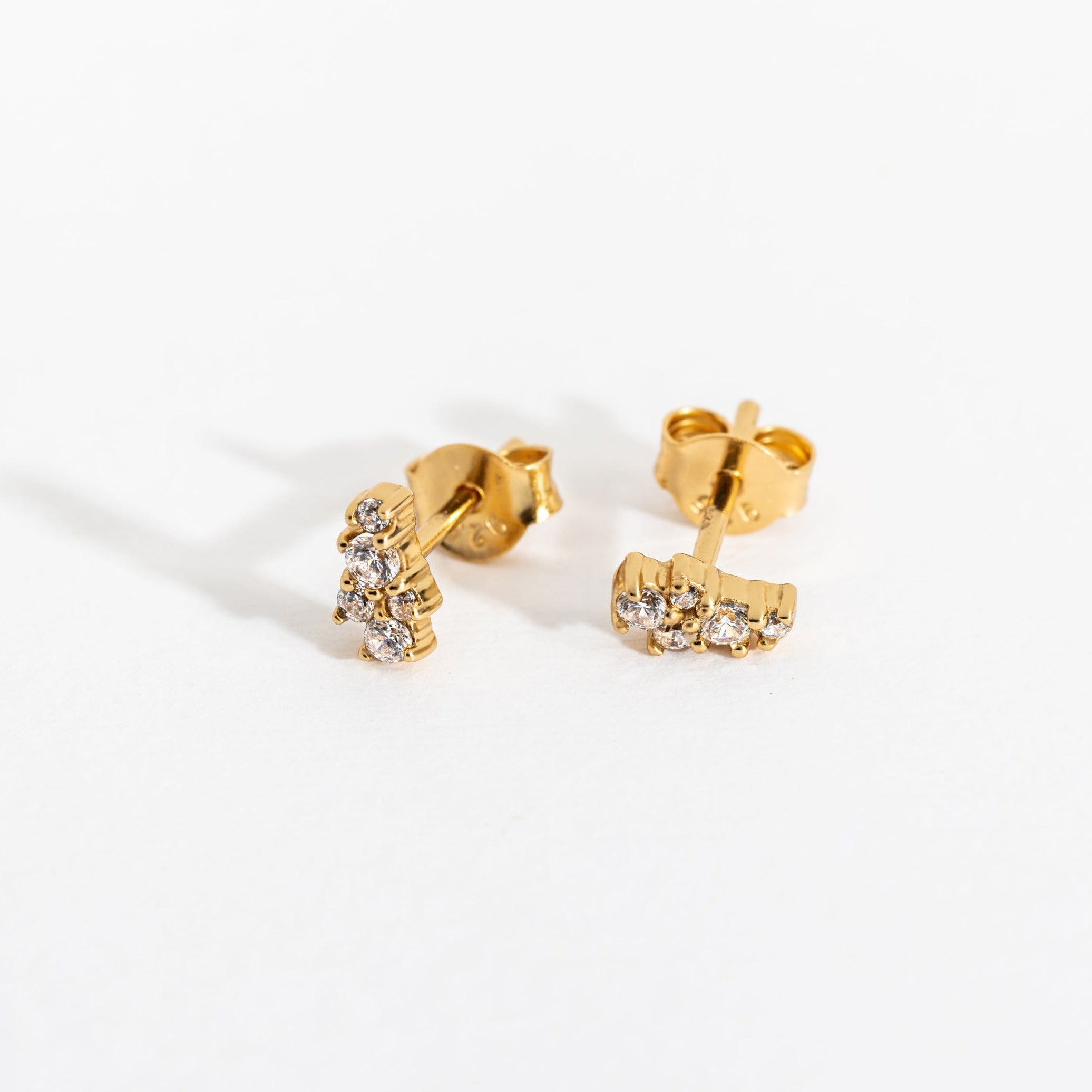 Galaxy Sparkly CZ Gold Stud Earrings