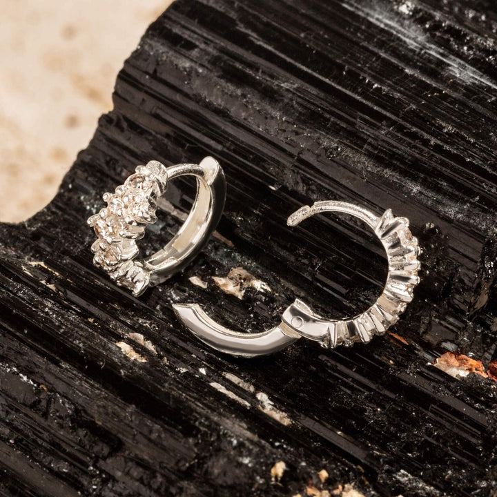 Galaxy Sparkly Silver Scatter Huggie Earrings