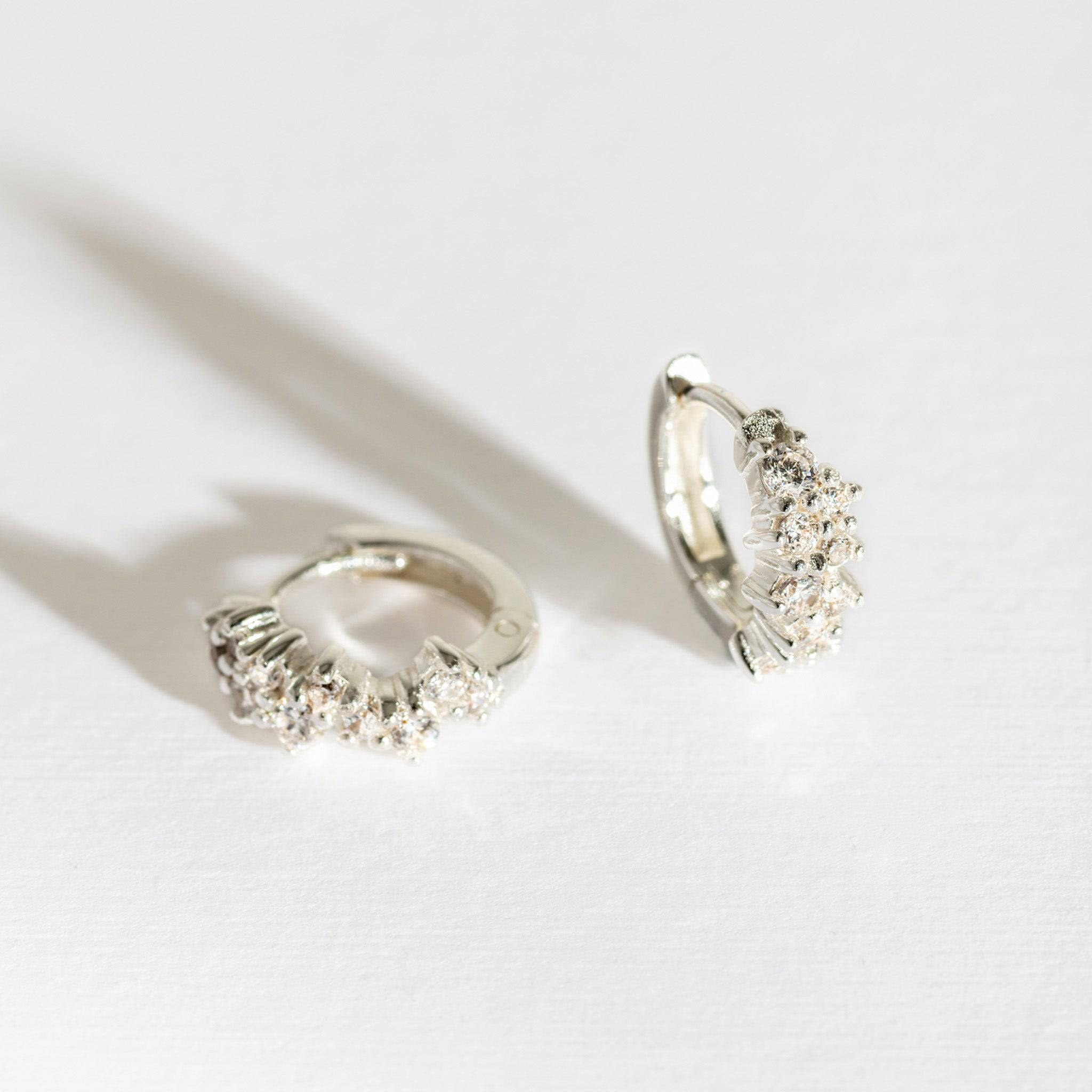 Galaxy Sparkly Silver Scatter Huggie Earrings