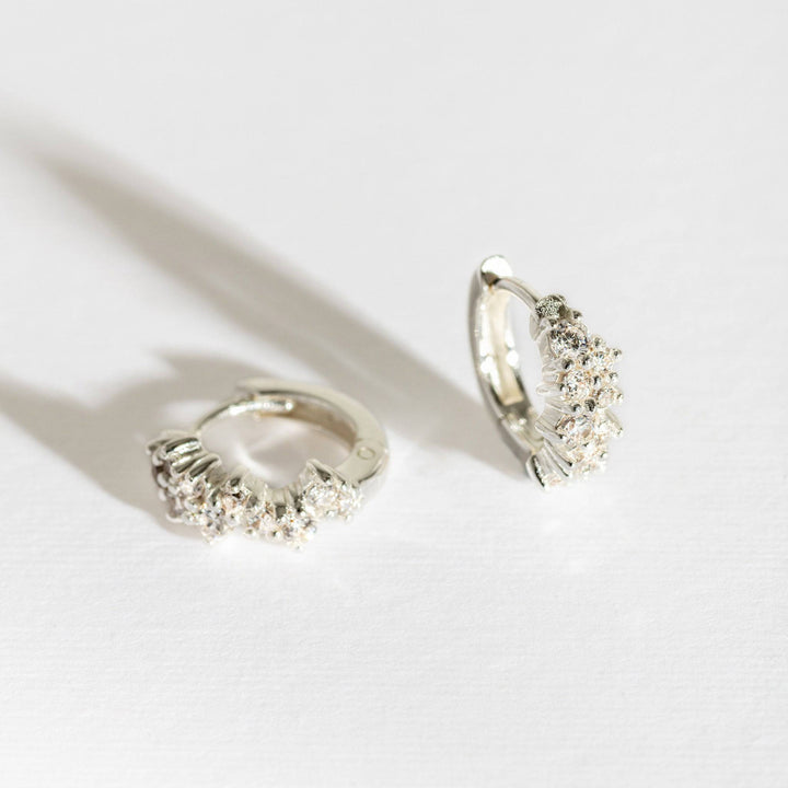 Galaxy Sparkly Silver Scatter Huggie Earrings