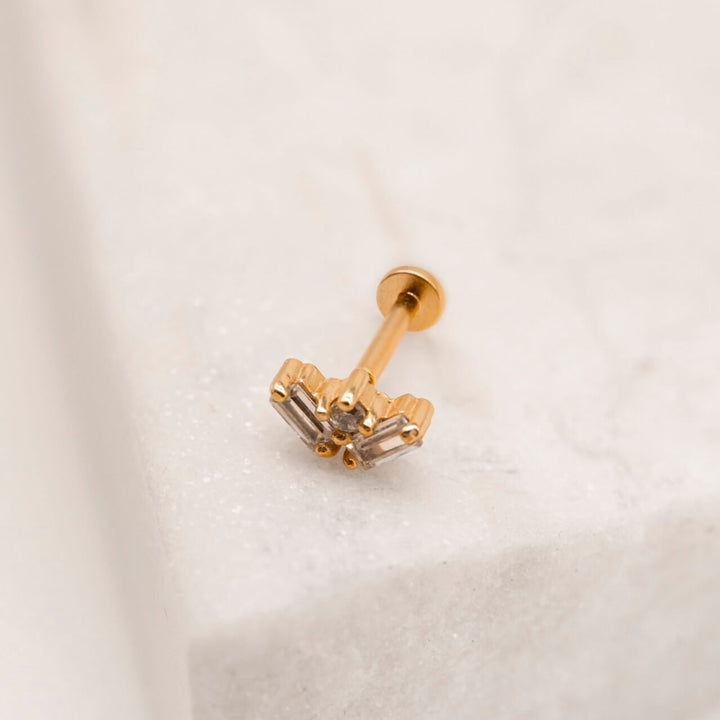 Fan Cubic Zirconia Gold Labret Stud Earring