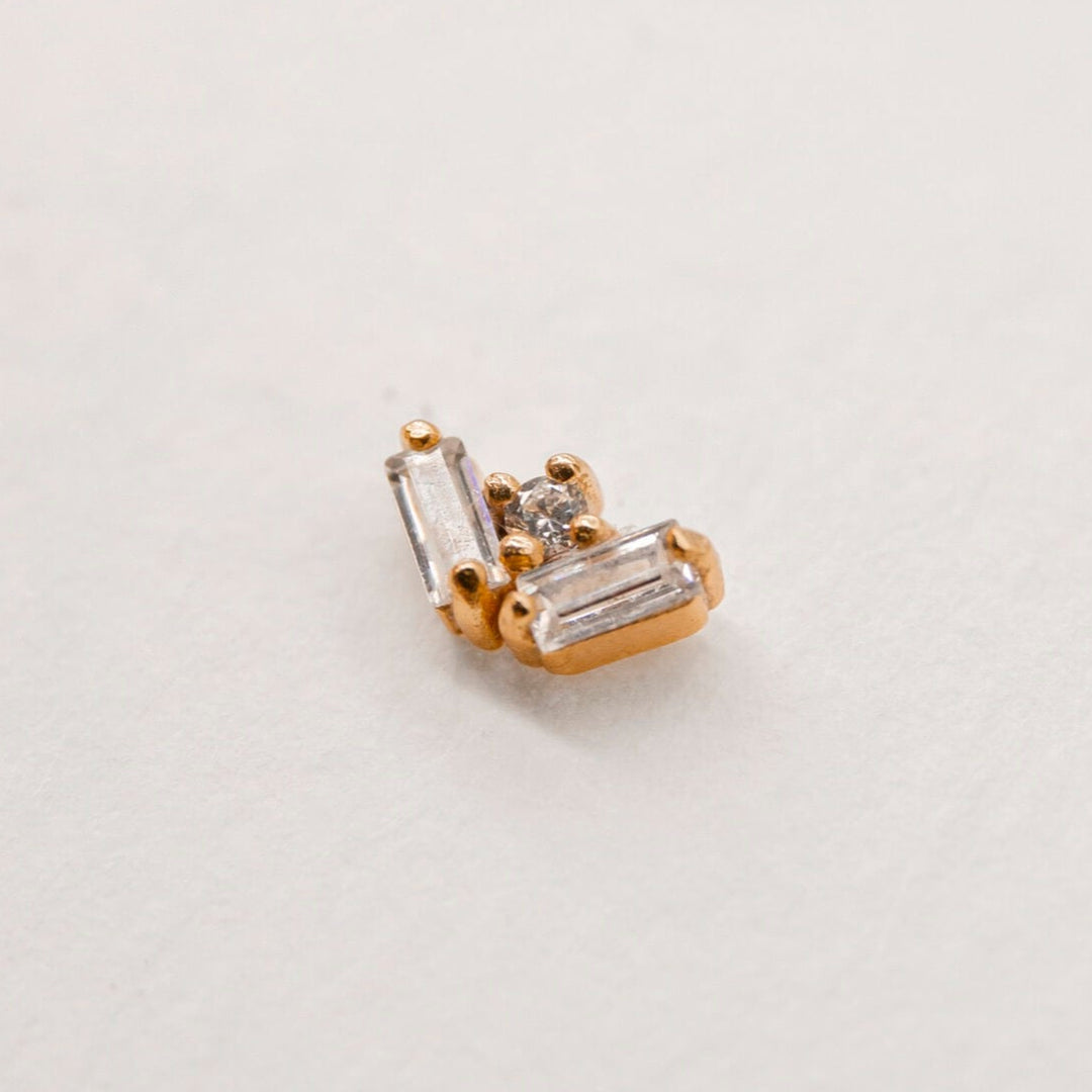 Fan Cubic Zirconia Gold Labret Stud Earring