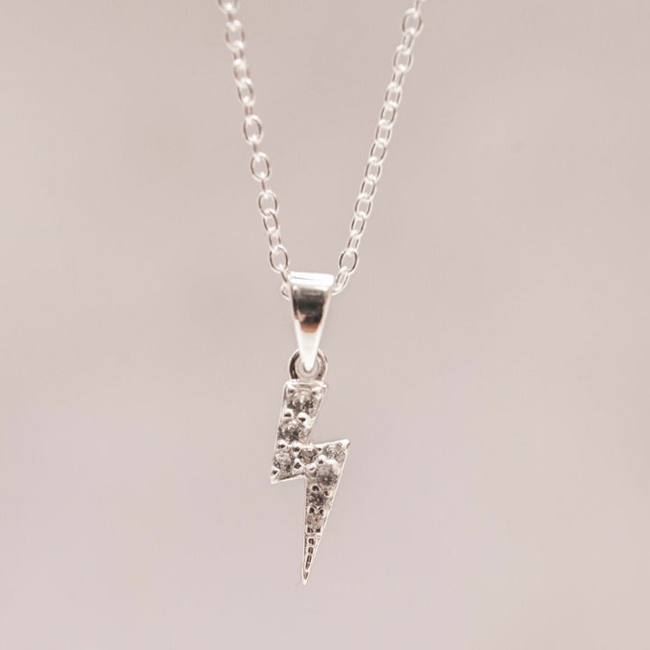 Sparkly Silver Lightning Bolt Necklace
