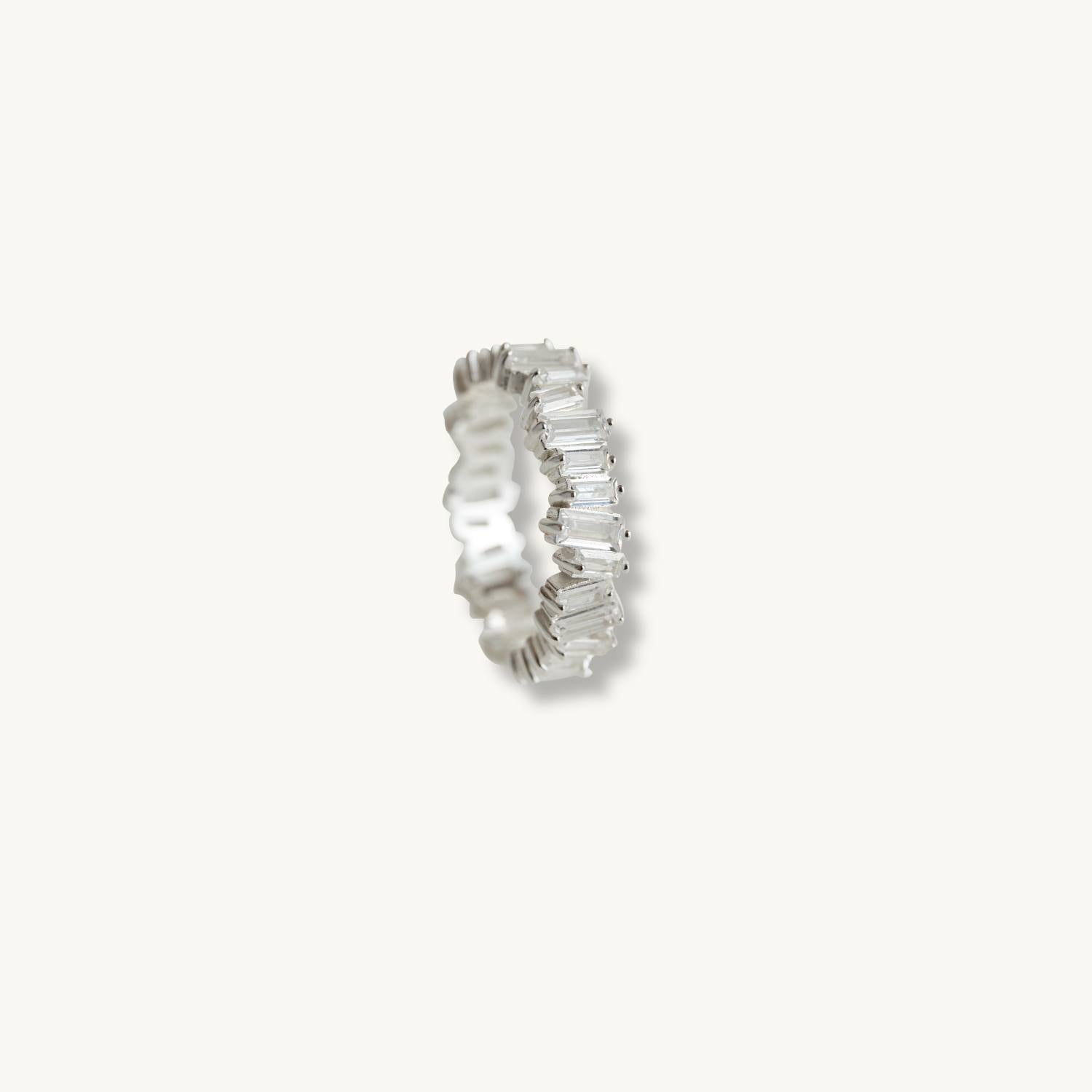 Sparkly Silver Baguette Eternity Ring
