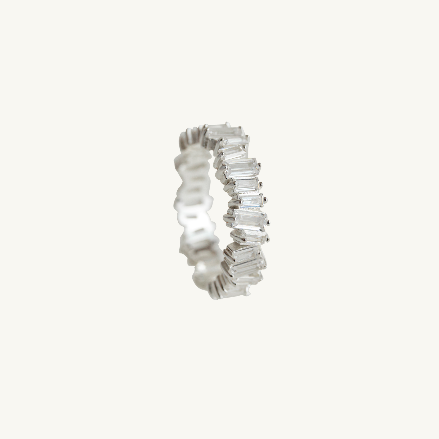 Sparkly Silver Baguette Eternity Ring