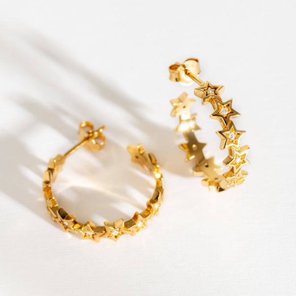 Vintage Gold Facetted Hoop Earrings