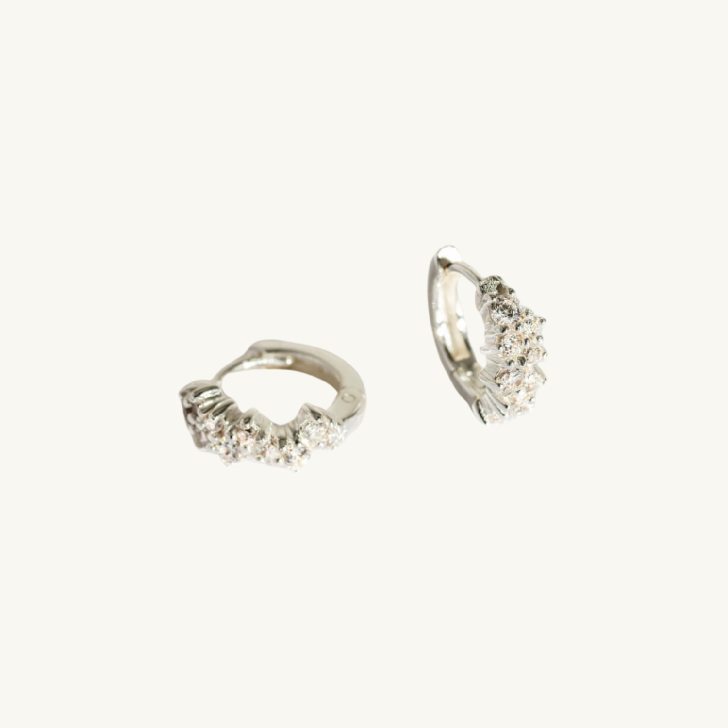 Galaxy Sparkly Silver Huggie Earrings