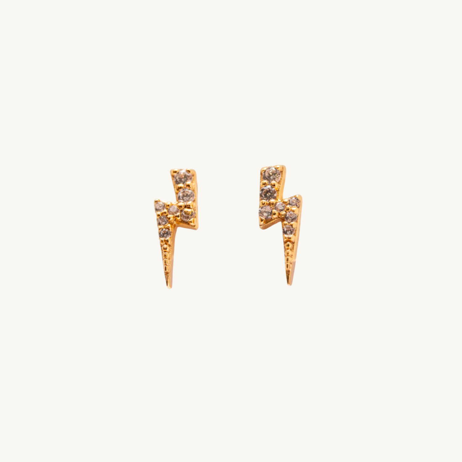 Sparkly Gold Lightning Bolt Stud Earrings