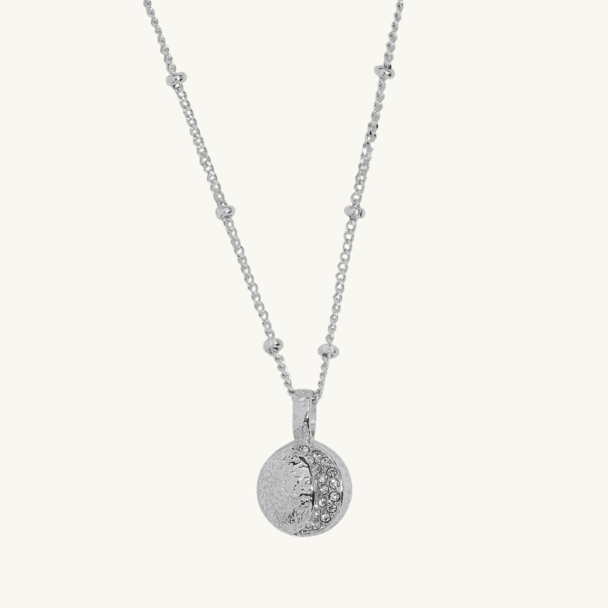 Silver Moon Charm Necklace