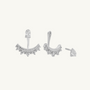 Sparkly Silver Crescent Ear Jacket Earrings