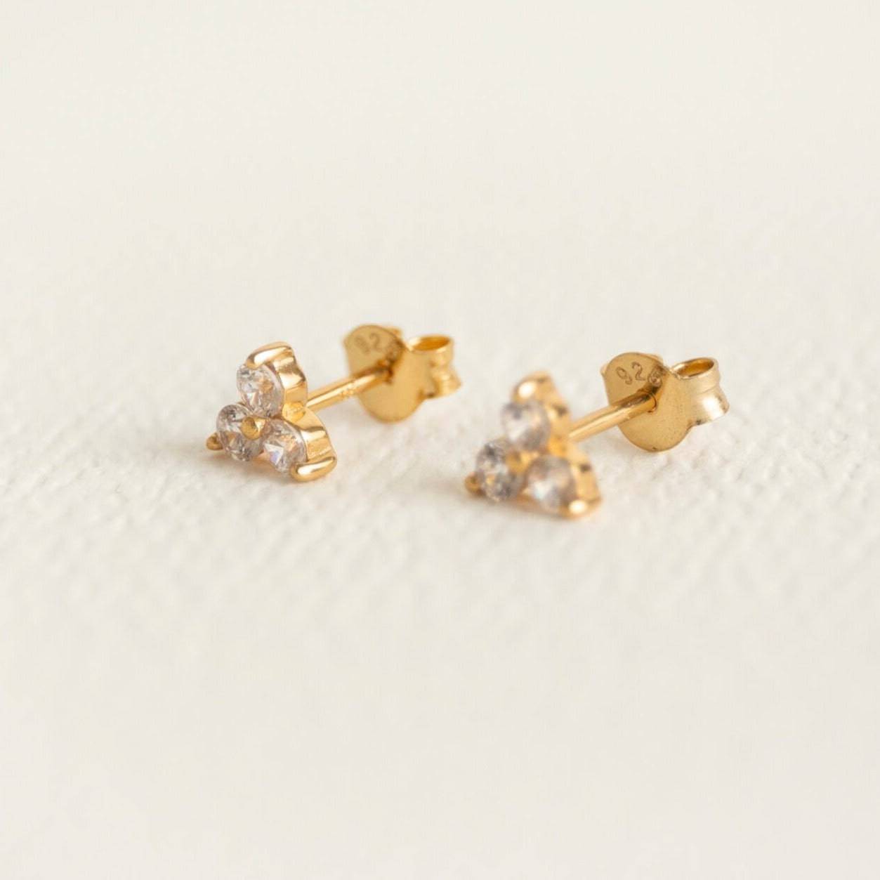 Triple Sparkly Gold Mini Stud Earrings