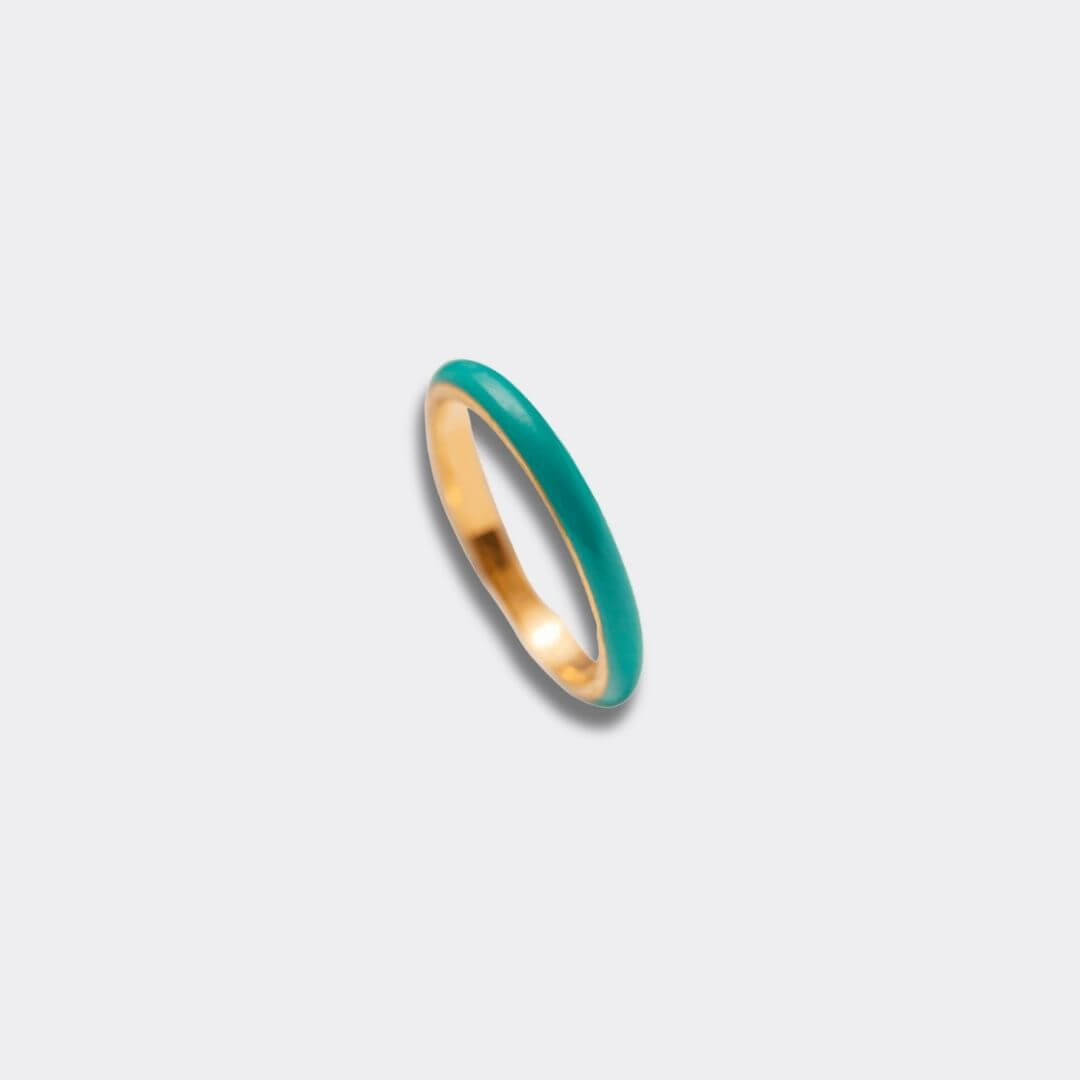 Teal Enamel 18k Gold Vermeil Stacking Ring