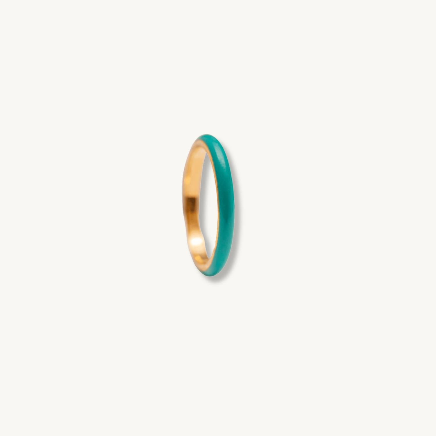 Teal Enamel Gold Ring