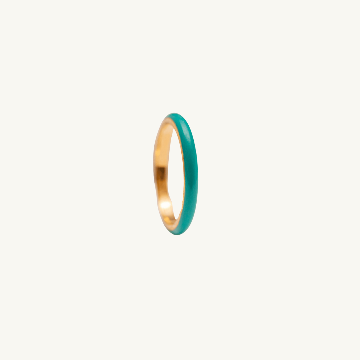 Teal Enamel Gold Ring