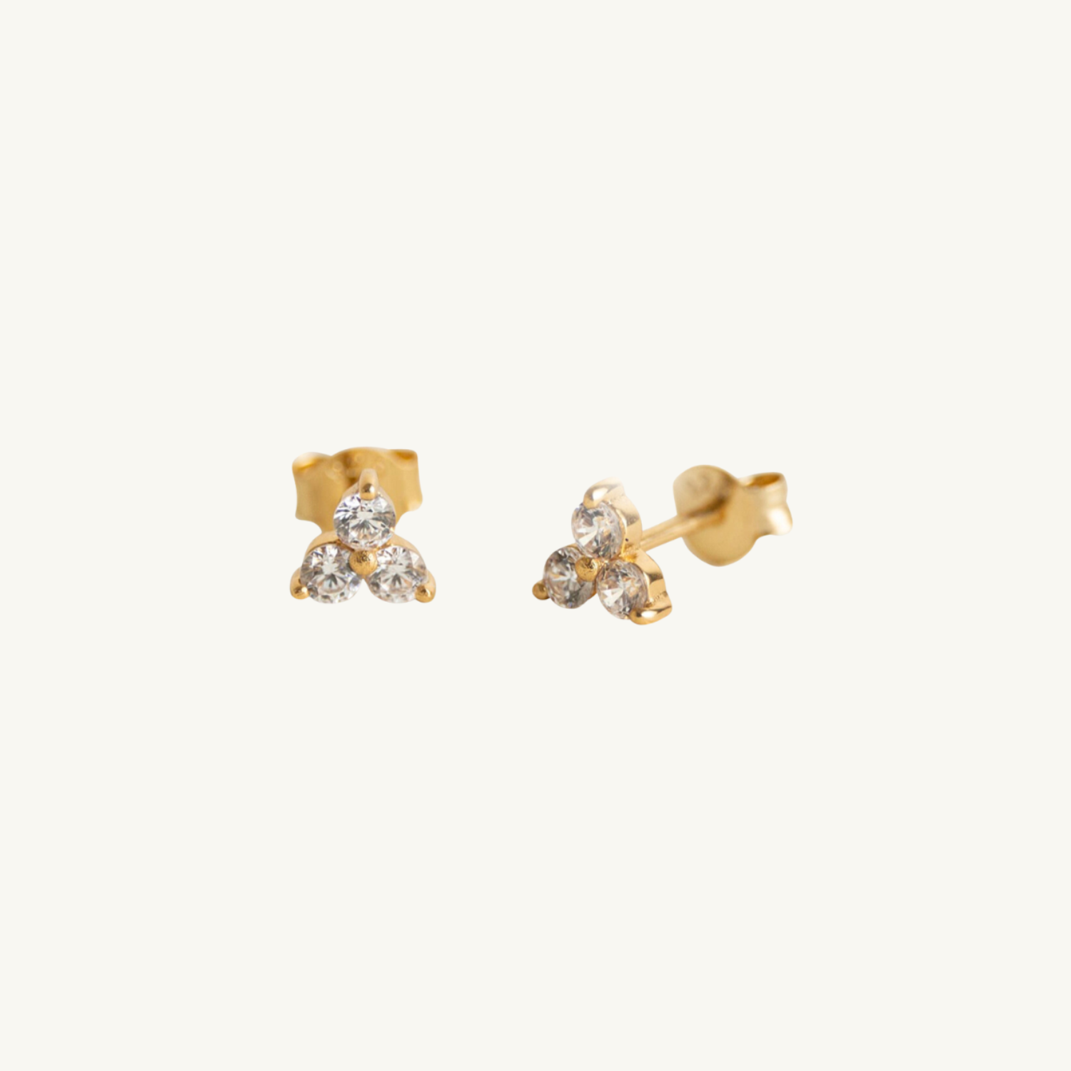 Triple Sparkly Gold Stud Earrings