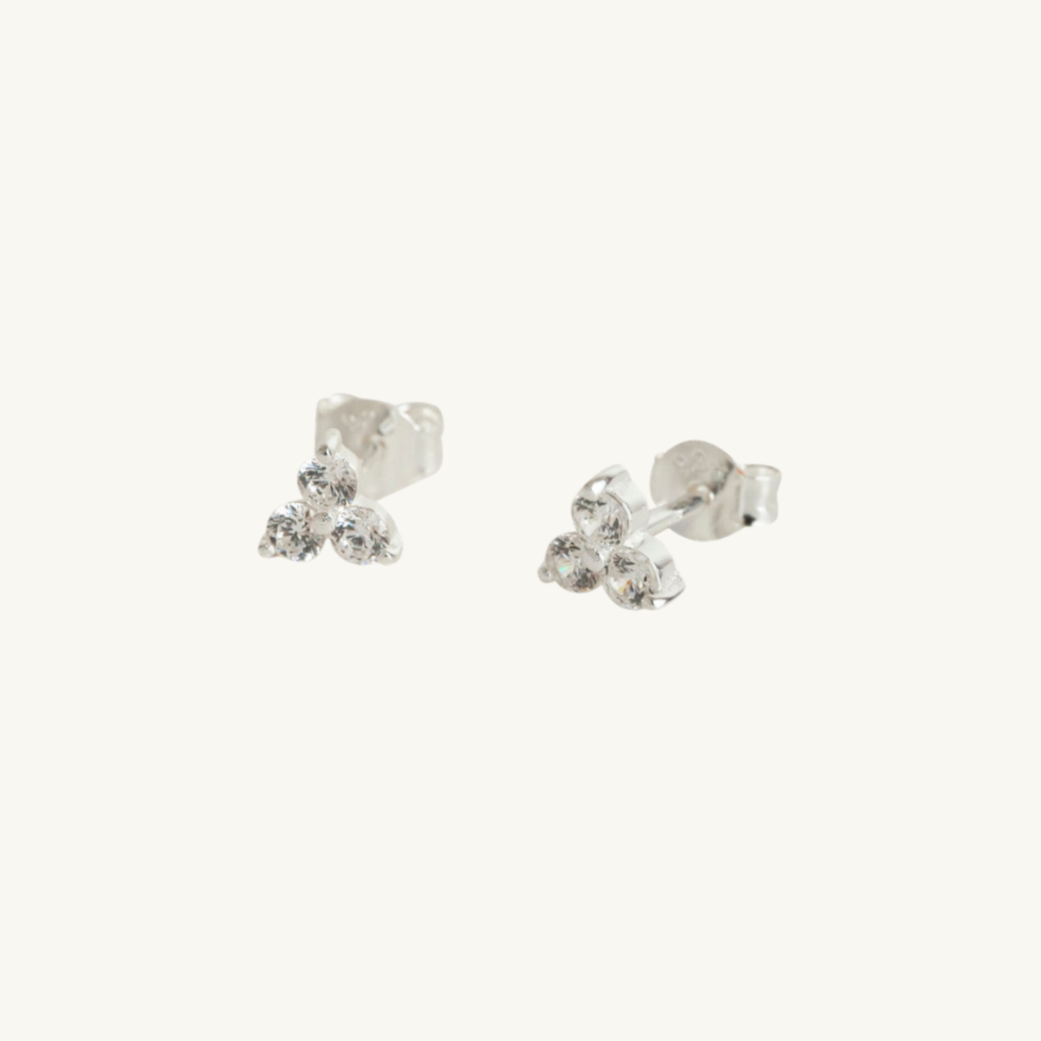 Triple Sparkly Silver Stud Earrings