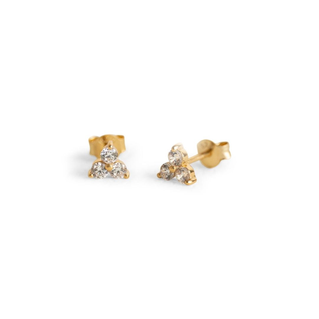 Triple Sparkly Gold Mini Stud Earrings
