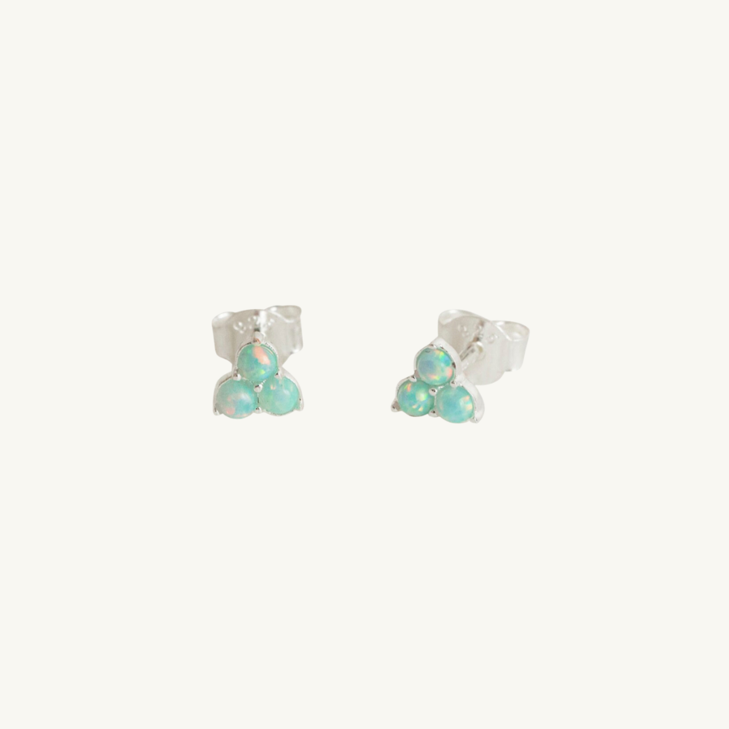 Triple Opal Mini Silver Stud Earrings
