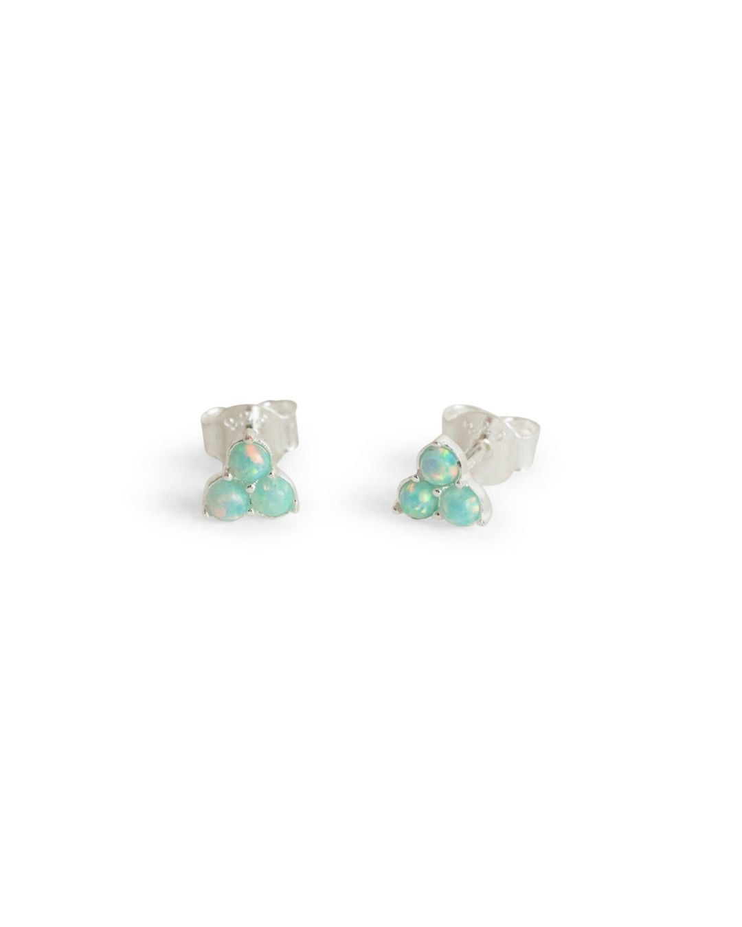Triple Opal Mini Silver Stud Earrings