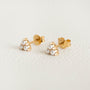 Triple Pearl Mini Stud Earrings - Gold - side view