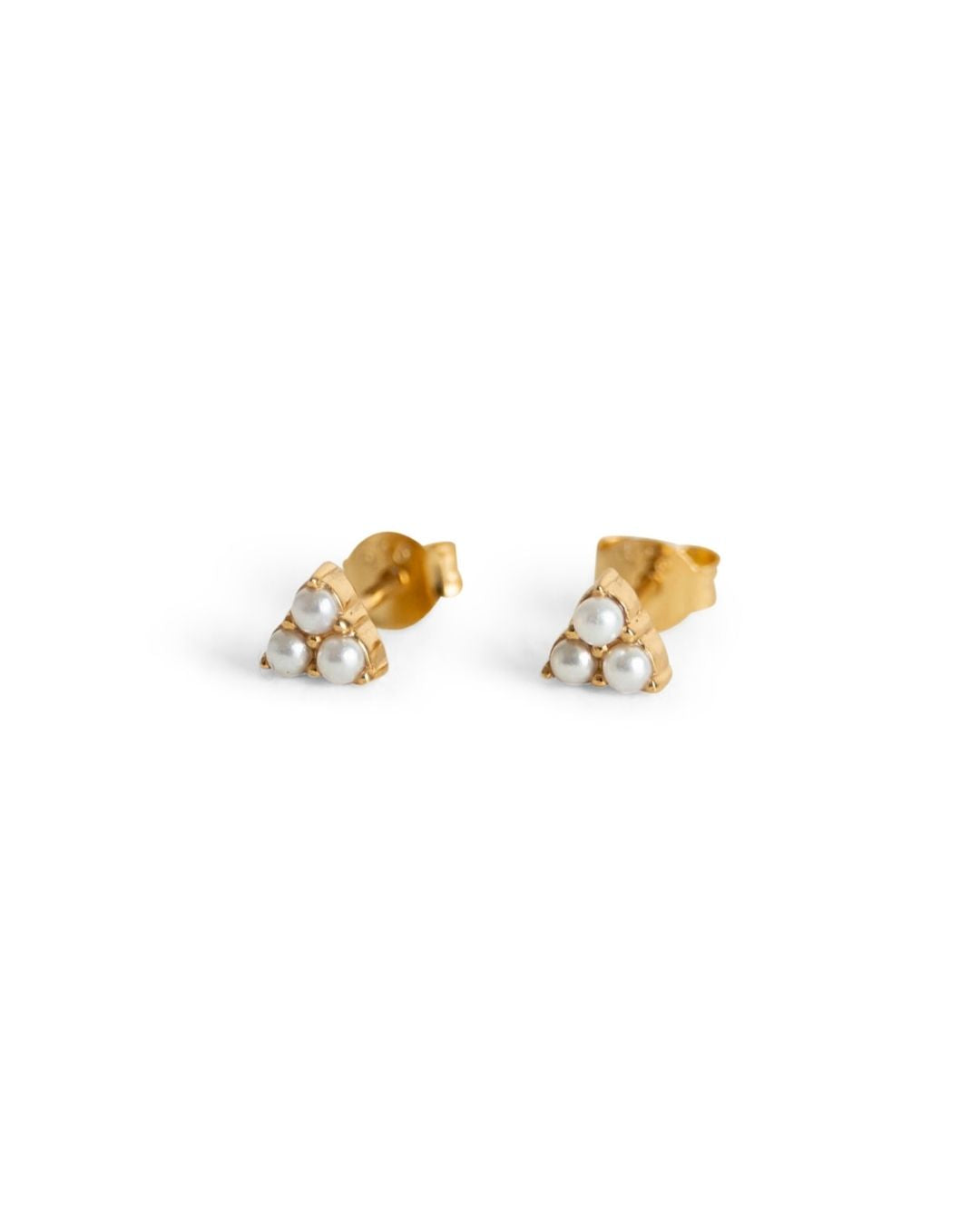 Triple Pearl Mini Gold Stud Earrings