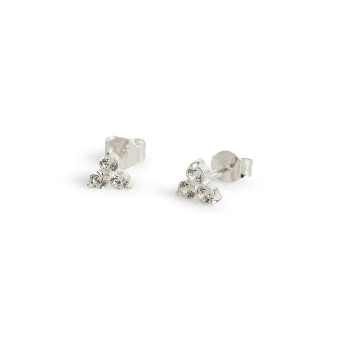 Triple Sparkly Silver Mini Stud Earrings