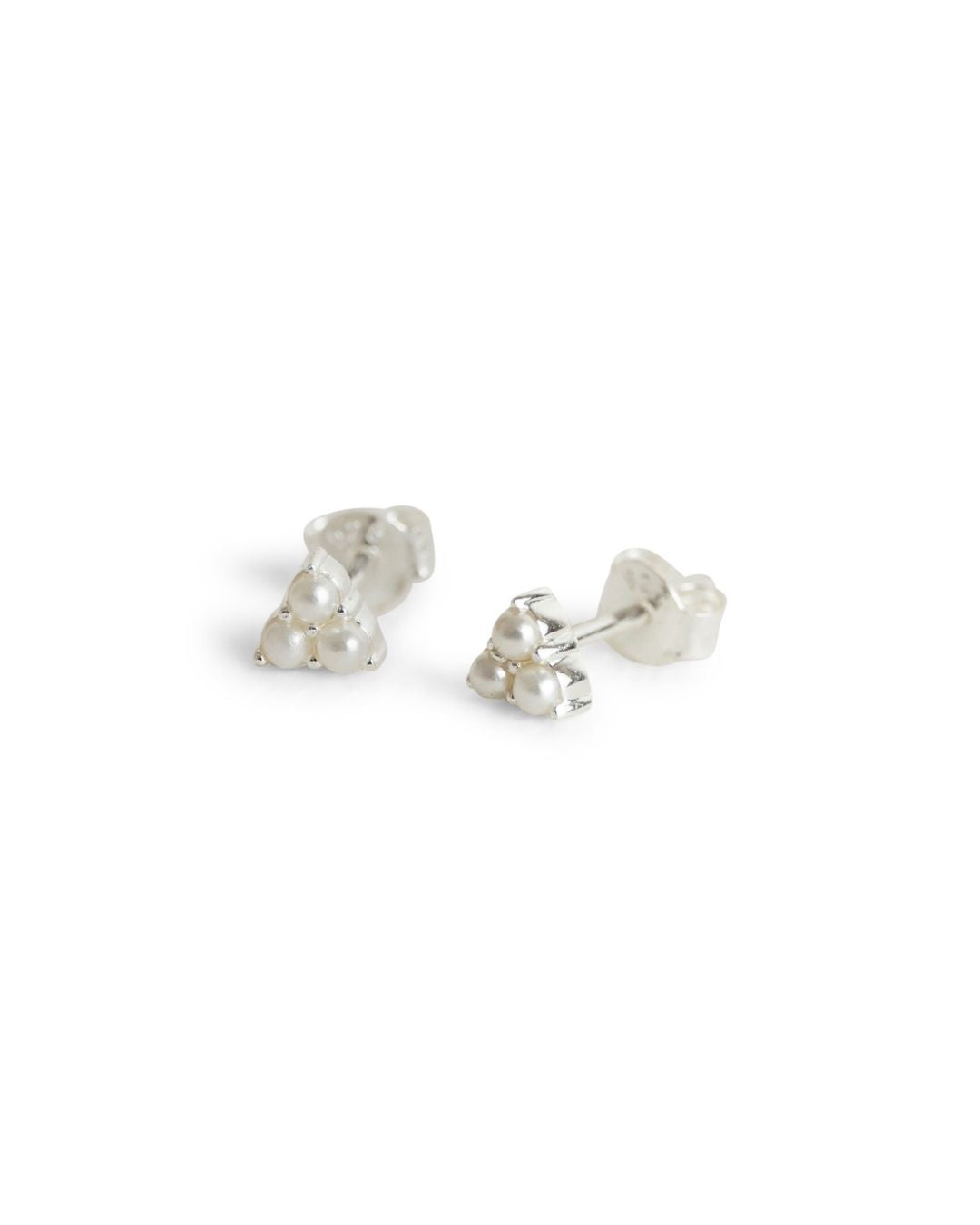 Triple Pearl Mini Silver Stud Earrings