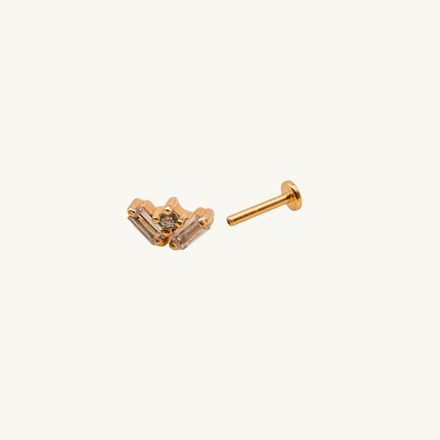 Fan Cubic Zirconia Gold Labret Stud Earring