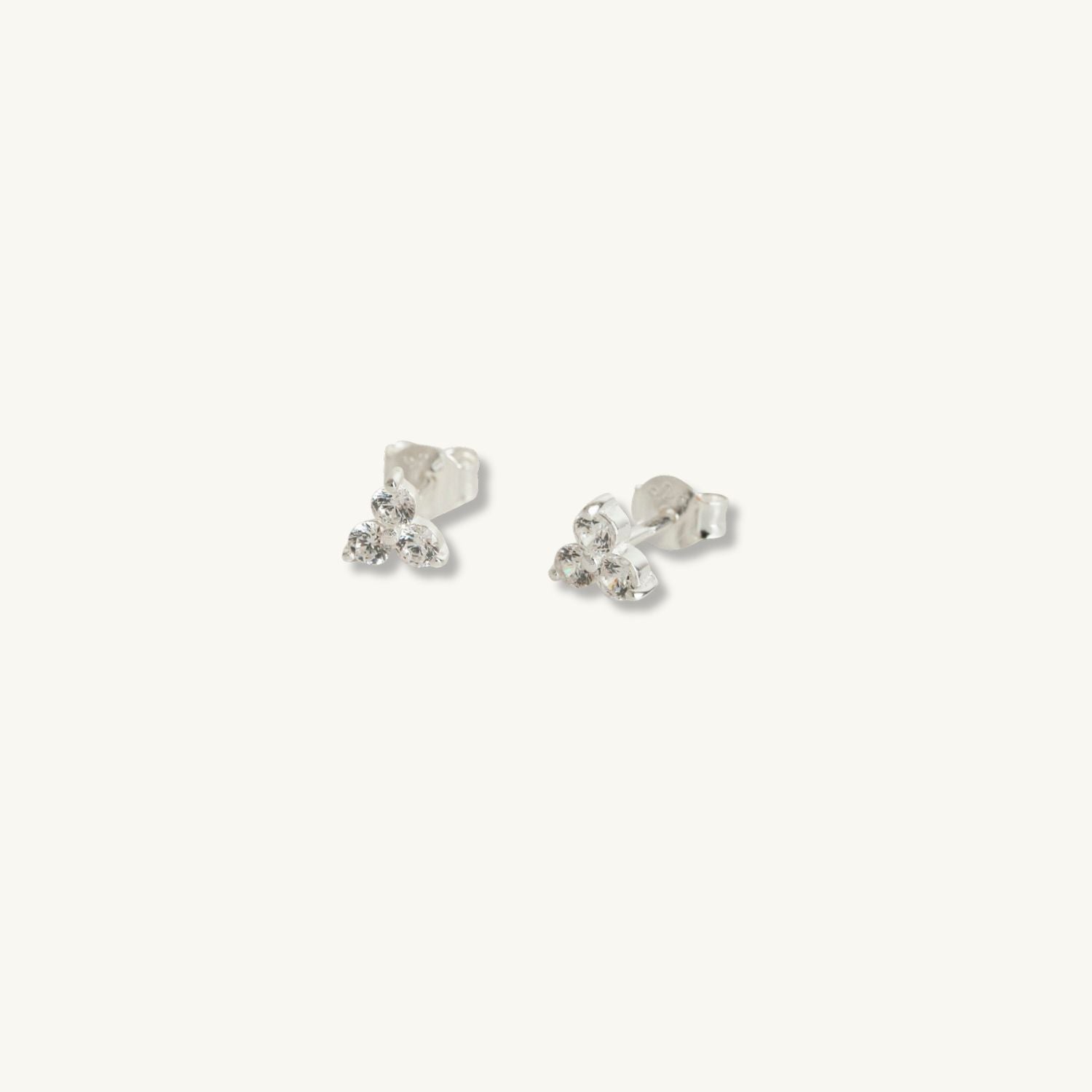 Triple Sparkly Silver Mini Stud Earrings