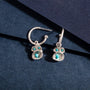 Turquoise and Silver Lichen Birthstone Hoop Earrings