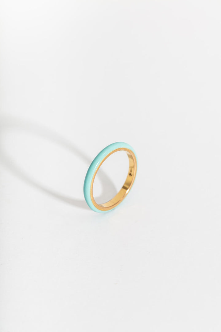 Turquoise Enamel Gold Ring