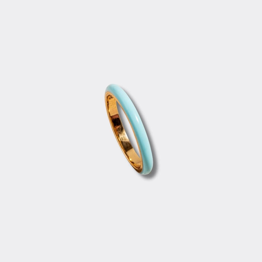 Turquoise Enamel 18k Gold Vermeil Stacking Ring