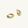 Turquoise Gold Galaxy Huggie Earrings