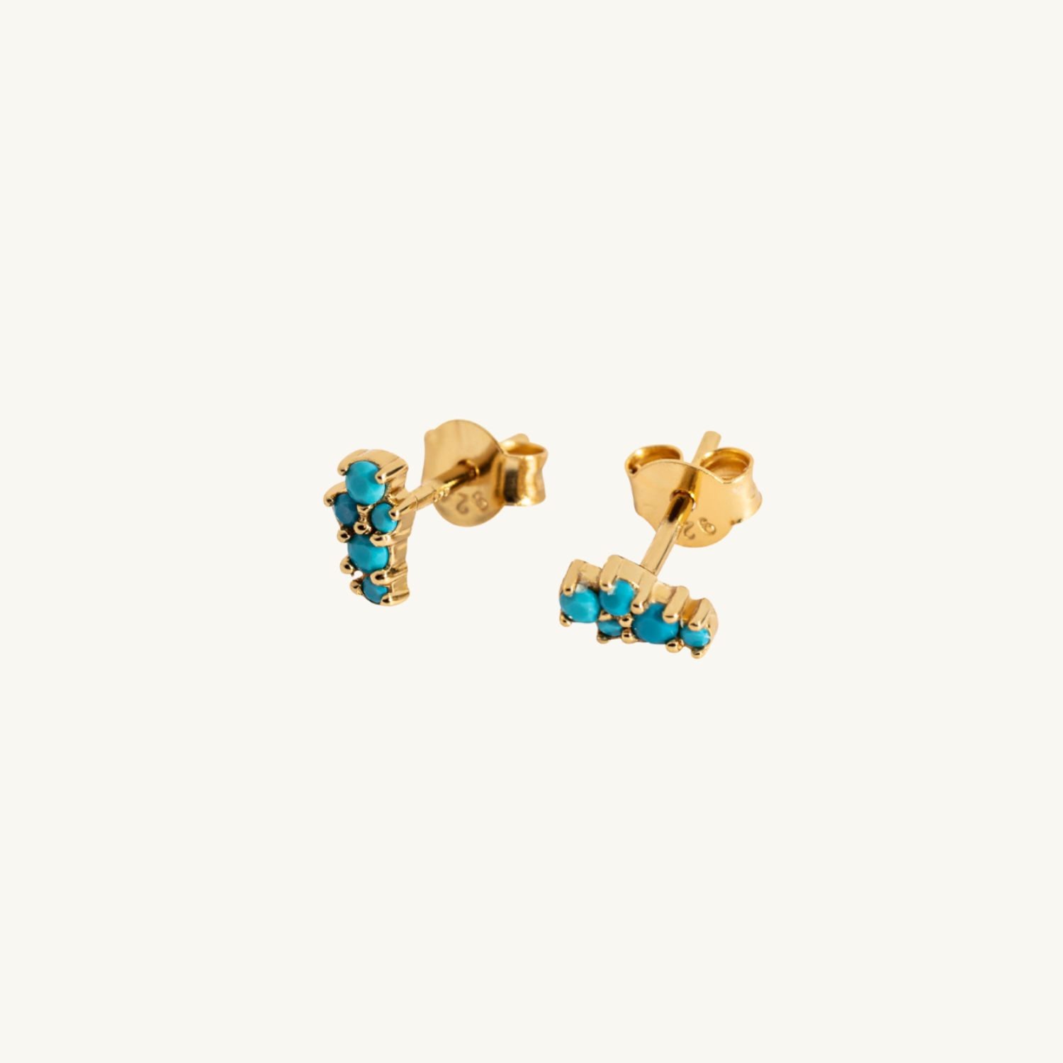 Turquoise Gold Galaxy Mini Stud Earrings