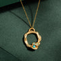 Turquoise and Gold Branch Birthstone Circle Necklace - Large
