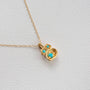 Turquoise and Gold Lichen Birthstone Pendant Necklace