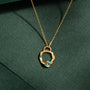 Turquoise and Gold Branch Birthstone Circle Necklace - Small