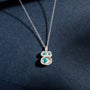 Turquoise and Silver Lichen Birthstone Pendant Necklace