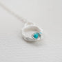 Turquoise and Silver Branch Birthstone Circle Necklace - Small. - close up