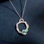 Turquoise and Silver Branch Birthstone Circle Necklace - Large