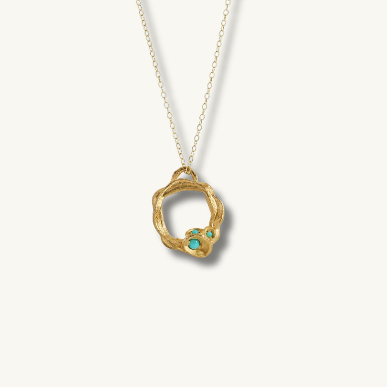 Turquoise Gold Circle Necklace (Large)
