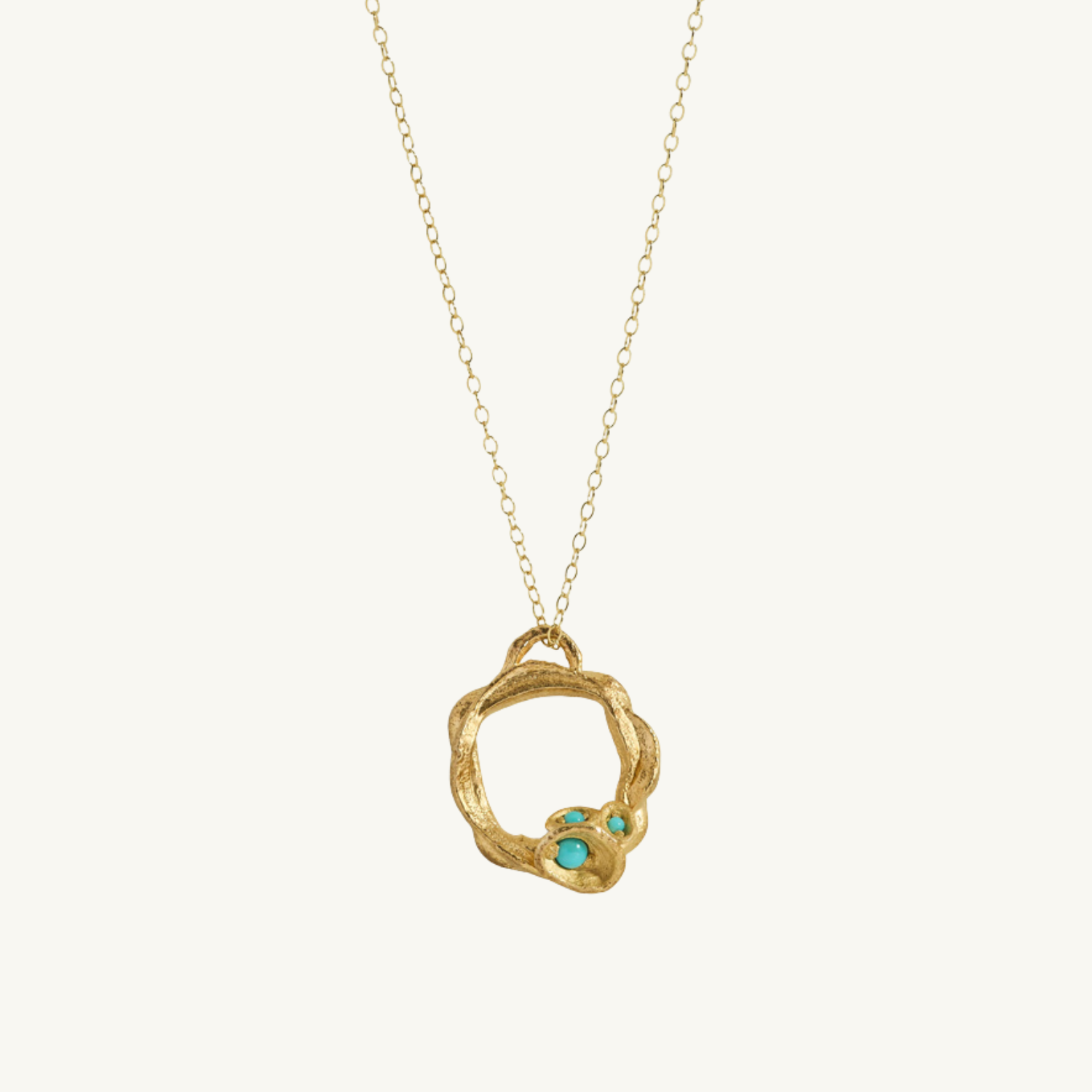 Turquoise Gold Circle Necklace (Large)