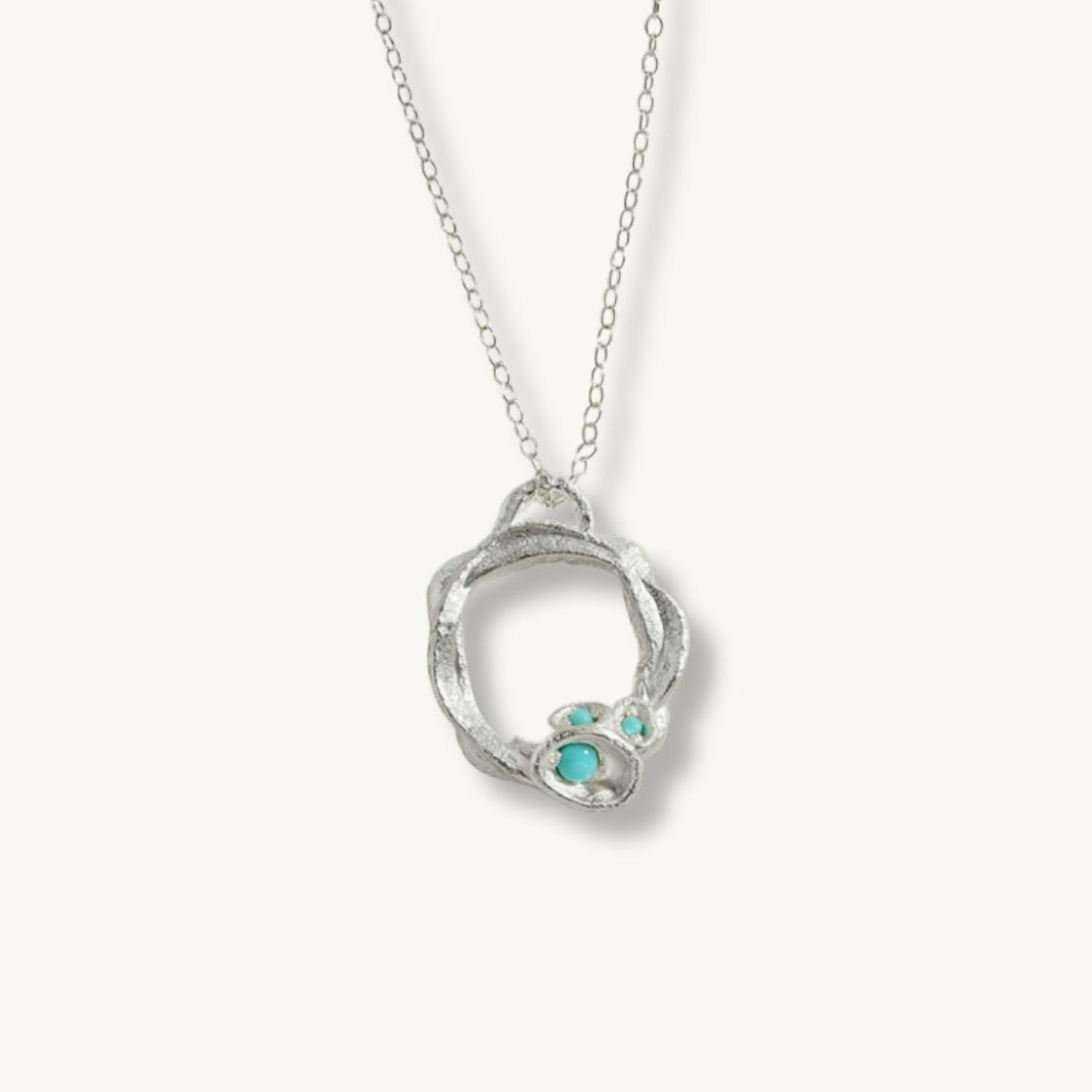 Turquoise Silver Circle Necklace (Large)